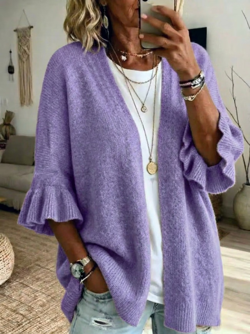 Elena | Stylish Knit Cardigan with Ruffle Sleeves