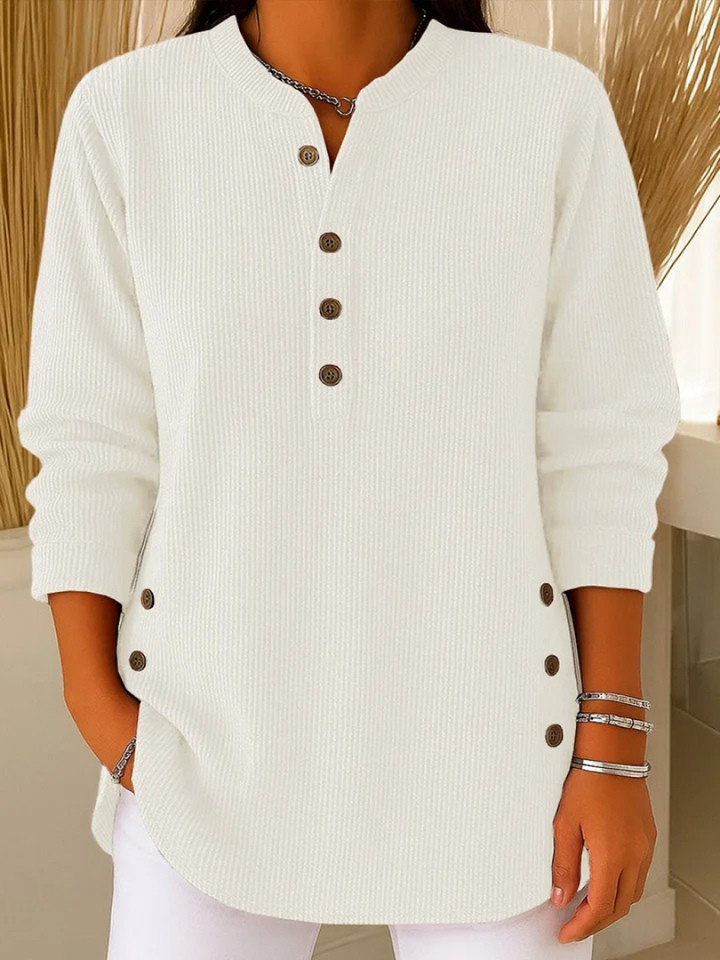 Button Henley Tunic for Women
