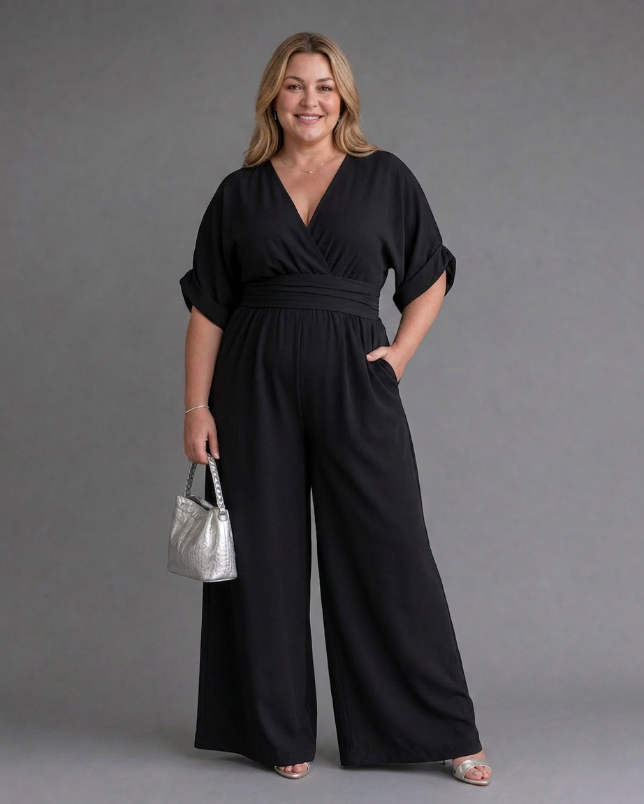 Sabrina | V-Neck Wide Leg Jumpsuit