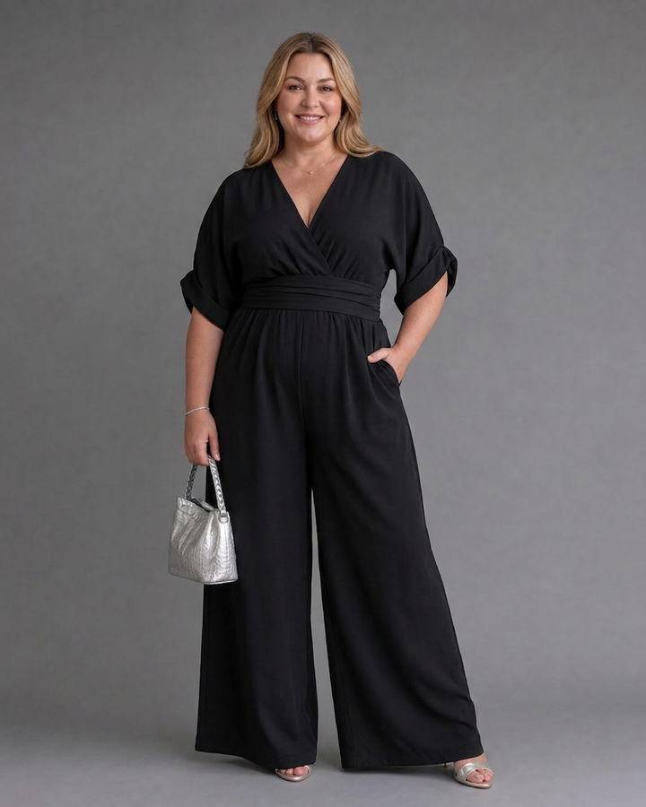 Sabrina | V-Neck Wide Leg Jumpsuit