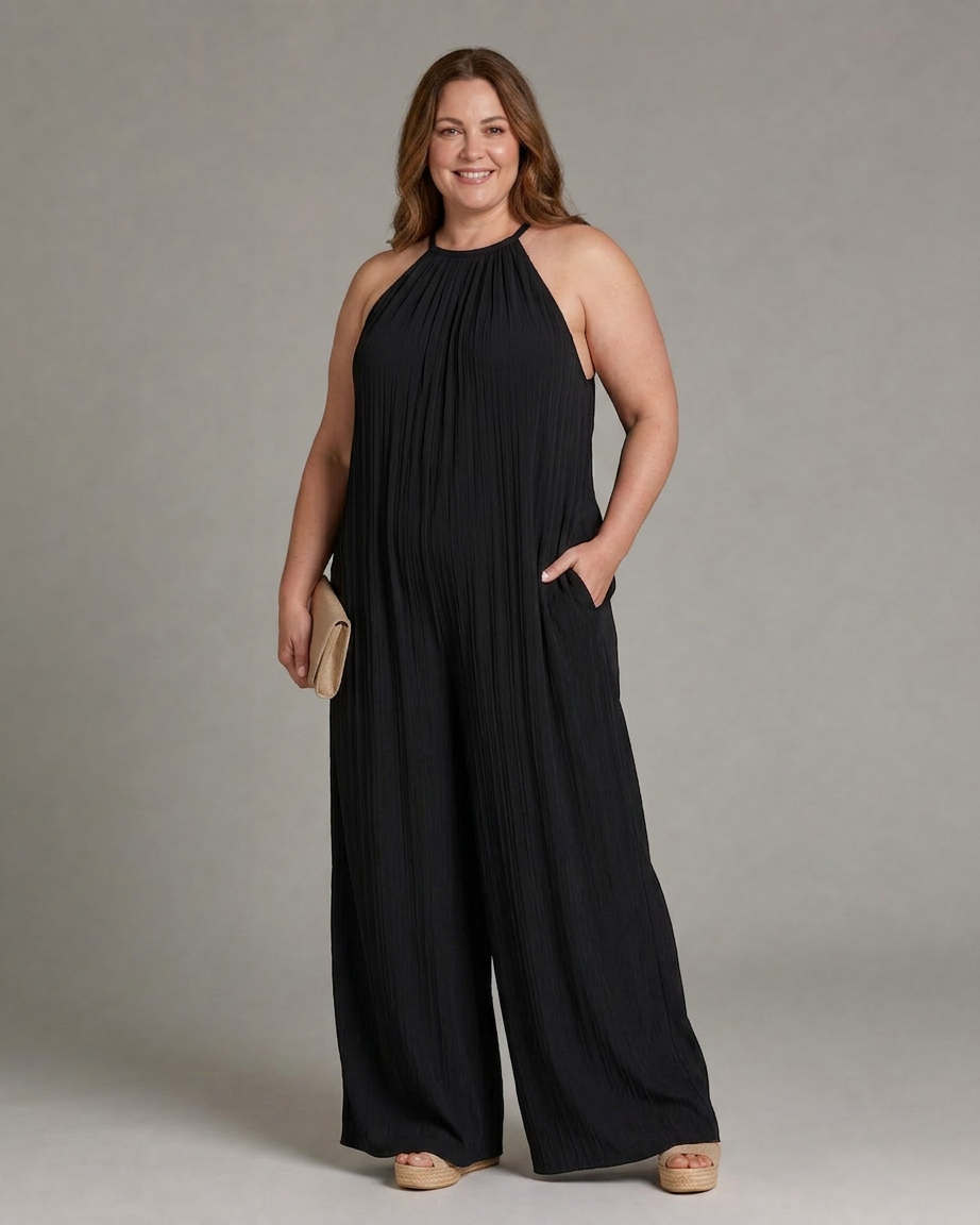 Clara | Pleated Wide Leg Jumpsuit