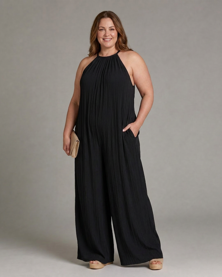 Clara | Pleated Wide Leg Jumpsuit