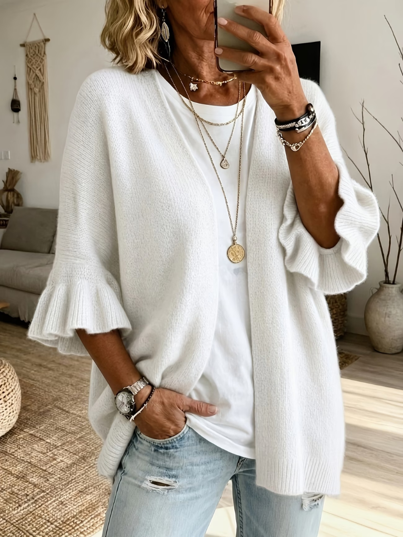 Elena | Stylish Knit Cardigan with Ruffle Sleeves