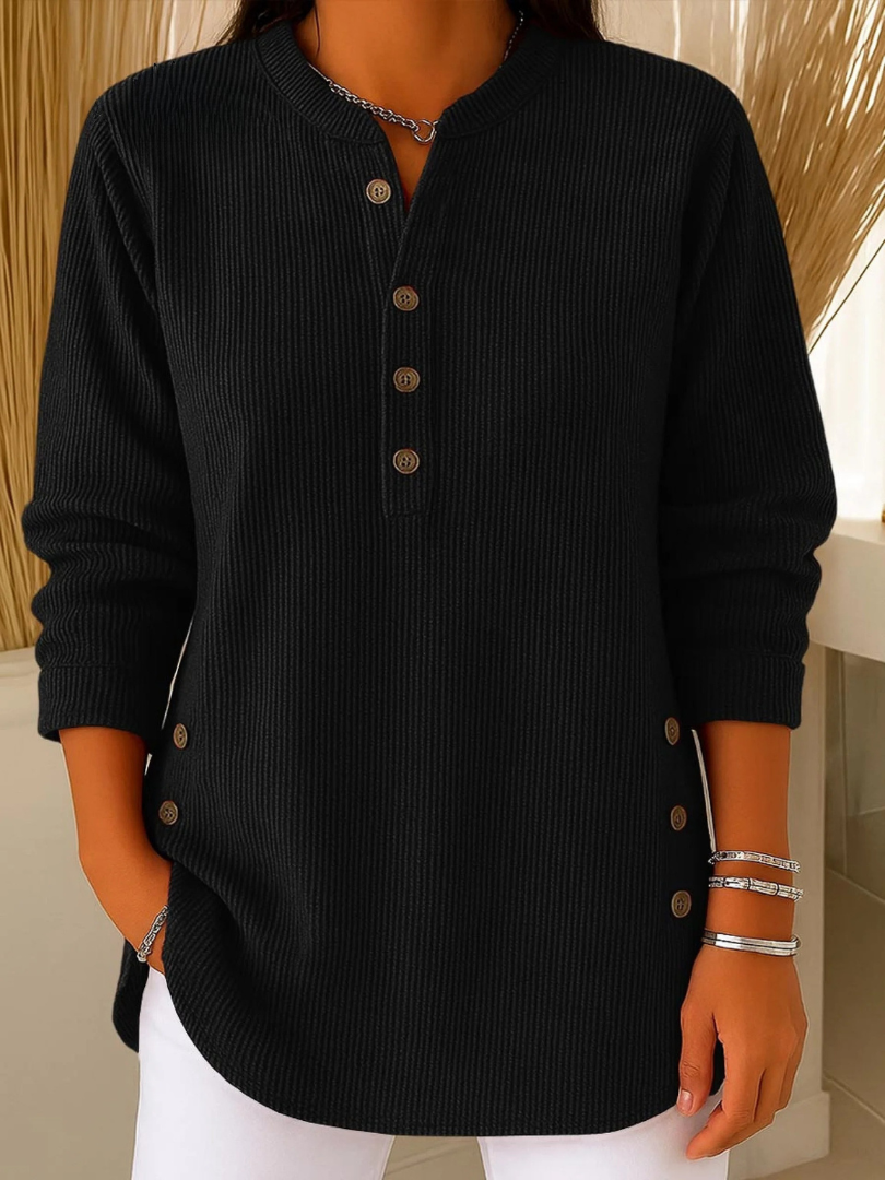 Button Henley Tunic for Women