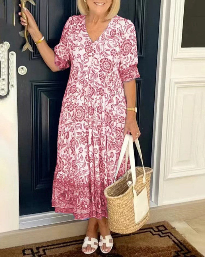 Keisha | Graceful V-Neck Floral Maxi Dress