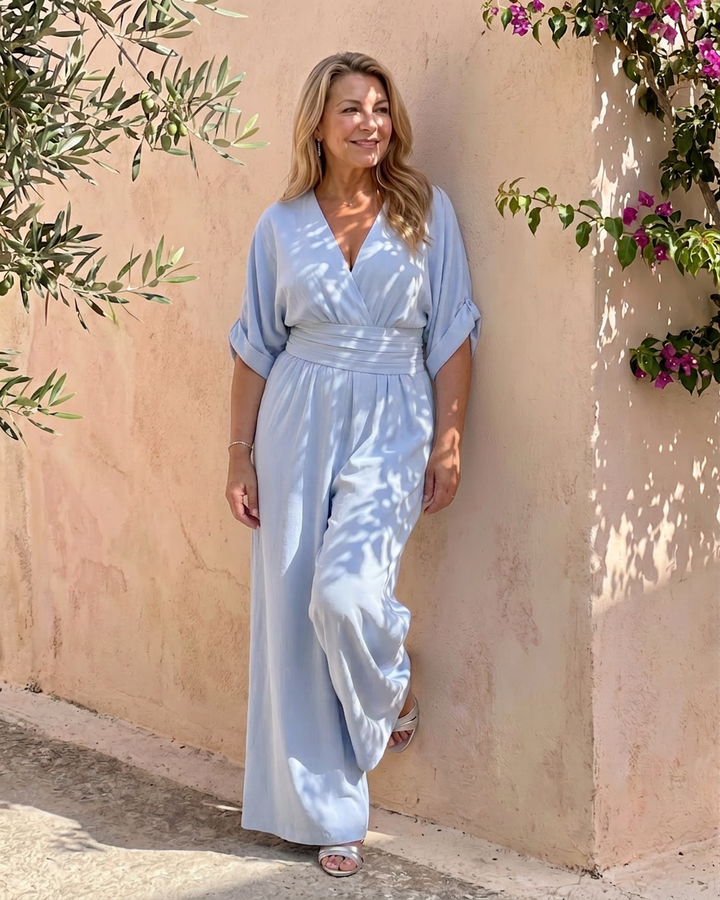 Sabrina | V-Neck Wide Leg Jumpsuit
