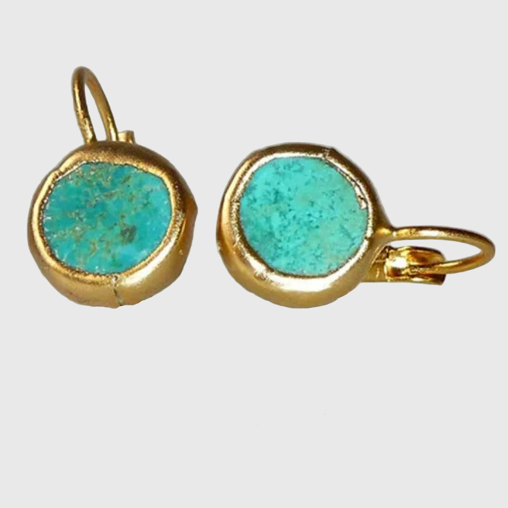 Golden Vintage Earrings with Turquoise