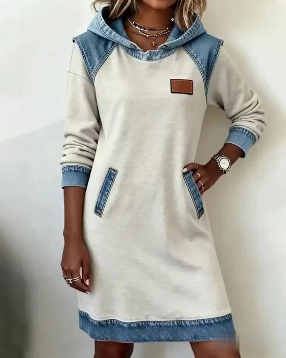 Dolores | Casual Hooded Dress with Contrasting Details