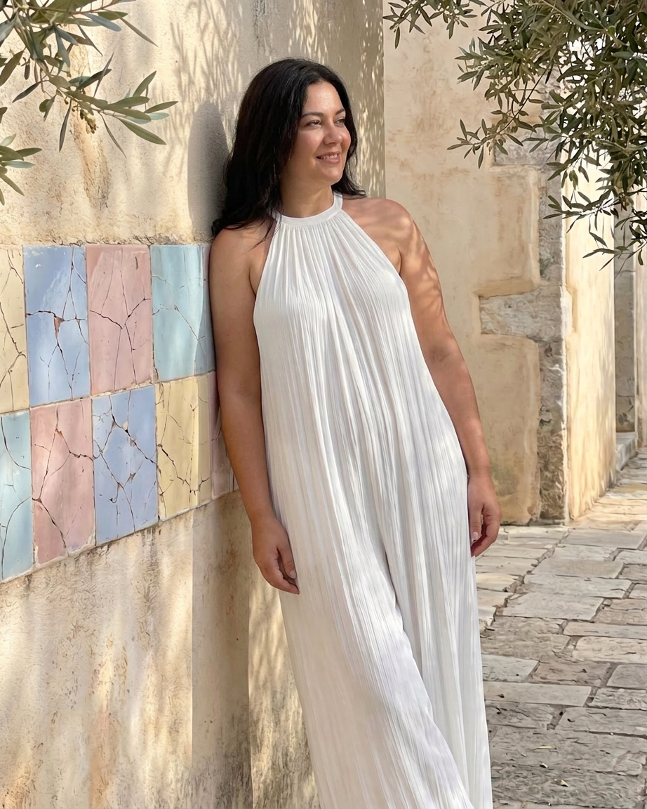 Clara | Pleated Wide Leg Jumpsuit
