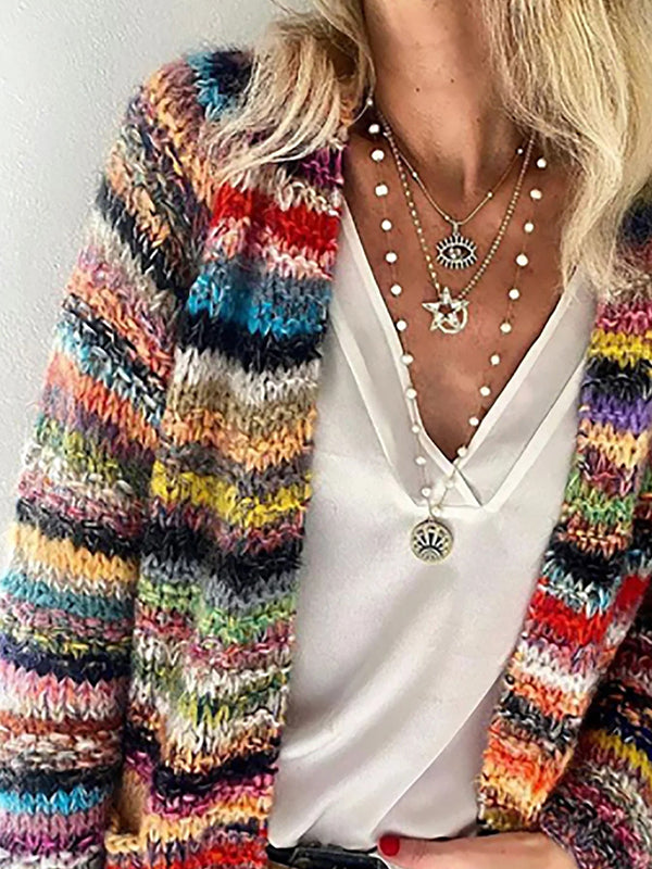 Amanda | Colorfull Striped Knit Cardigan