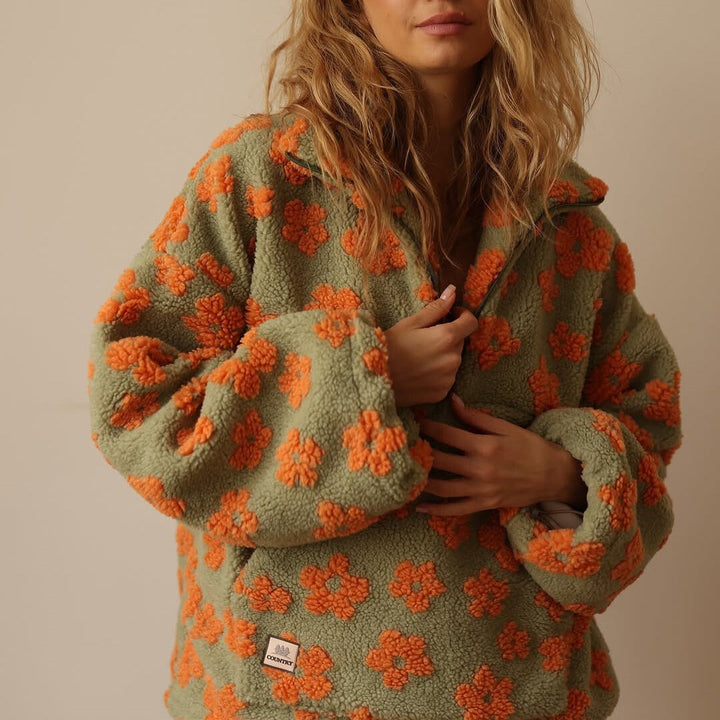 Lydia | Floral Quarter Zip Sweater