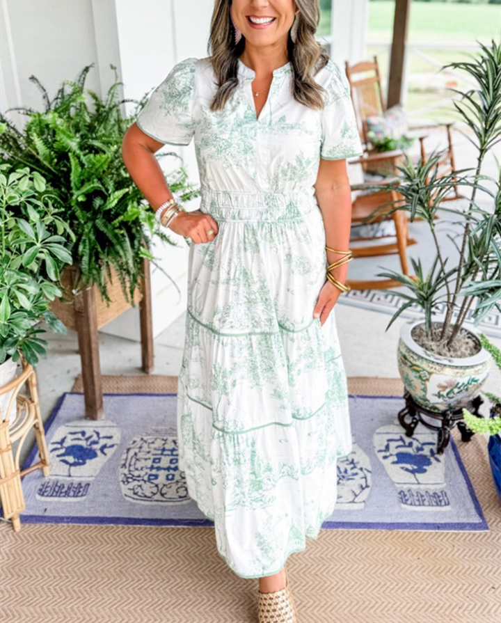 Eliza | Classic Toile Maxi Dress
