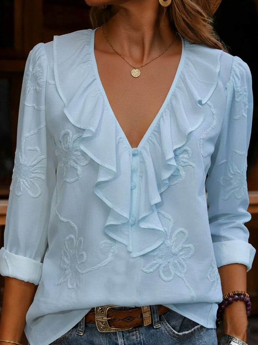 Amara | V-Neck Frill Shirt