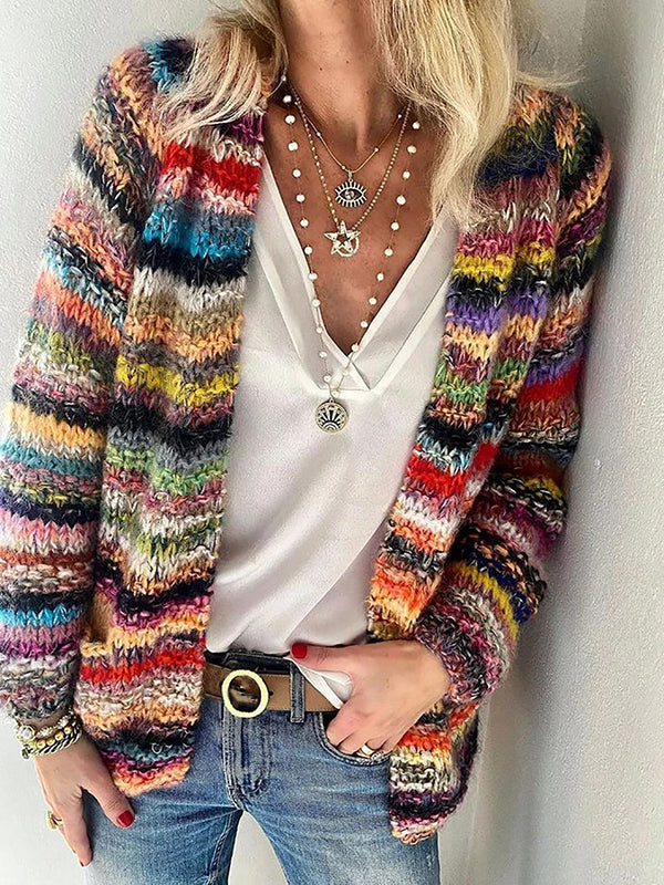 Amanda | Colorfull Striped Knit Cardigan