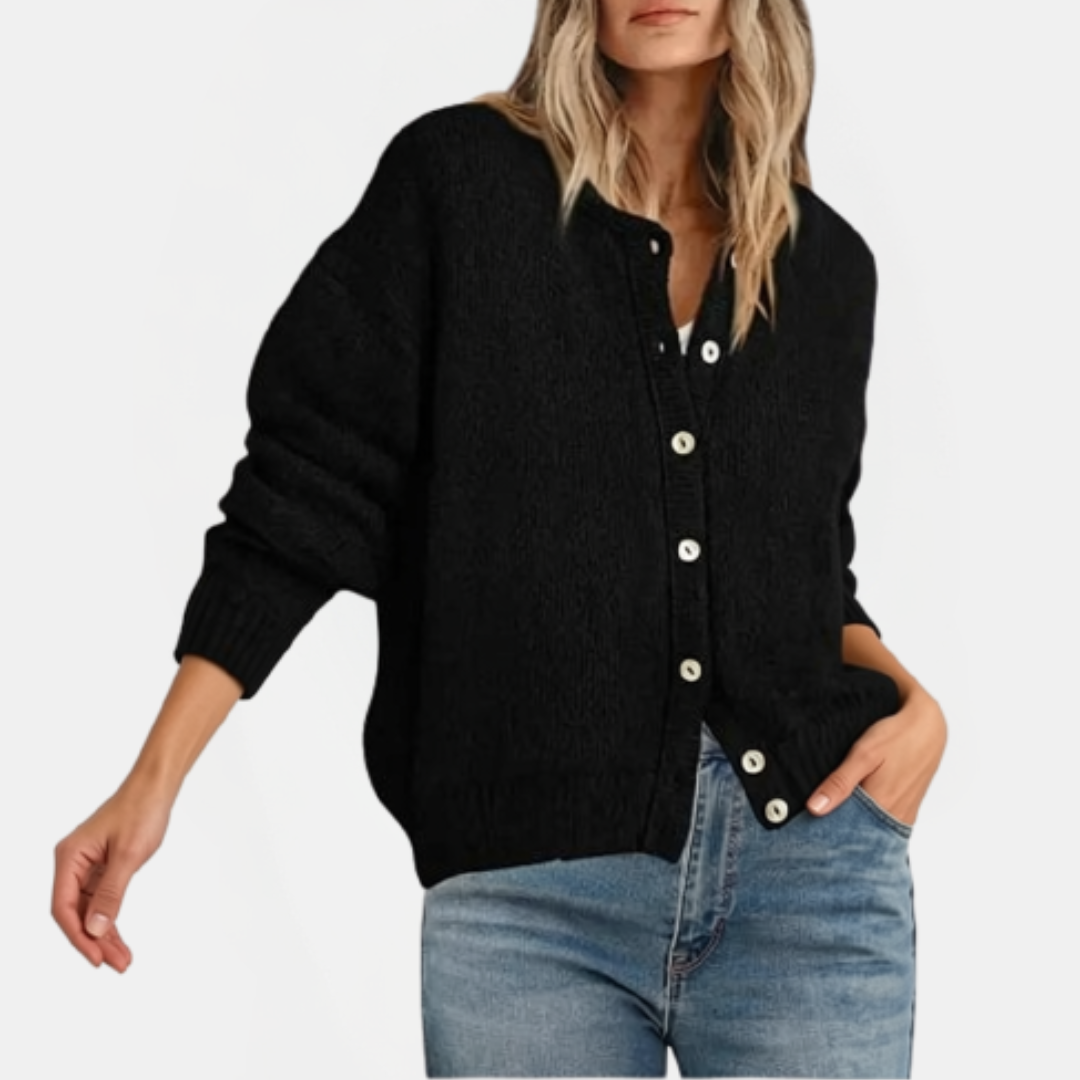 Candace™ | Button Front Crewneck Cardigan Sweater