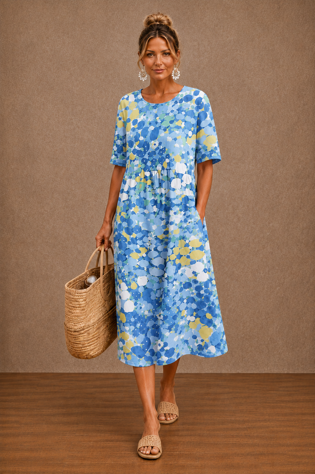Hazel | Floral Summer Midi Dress for Women