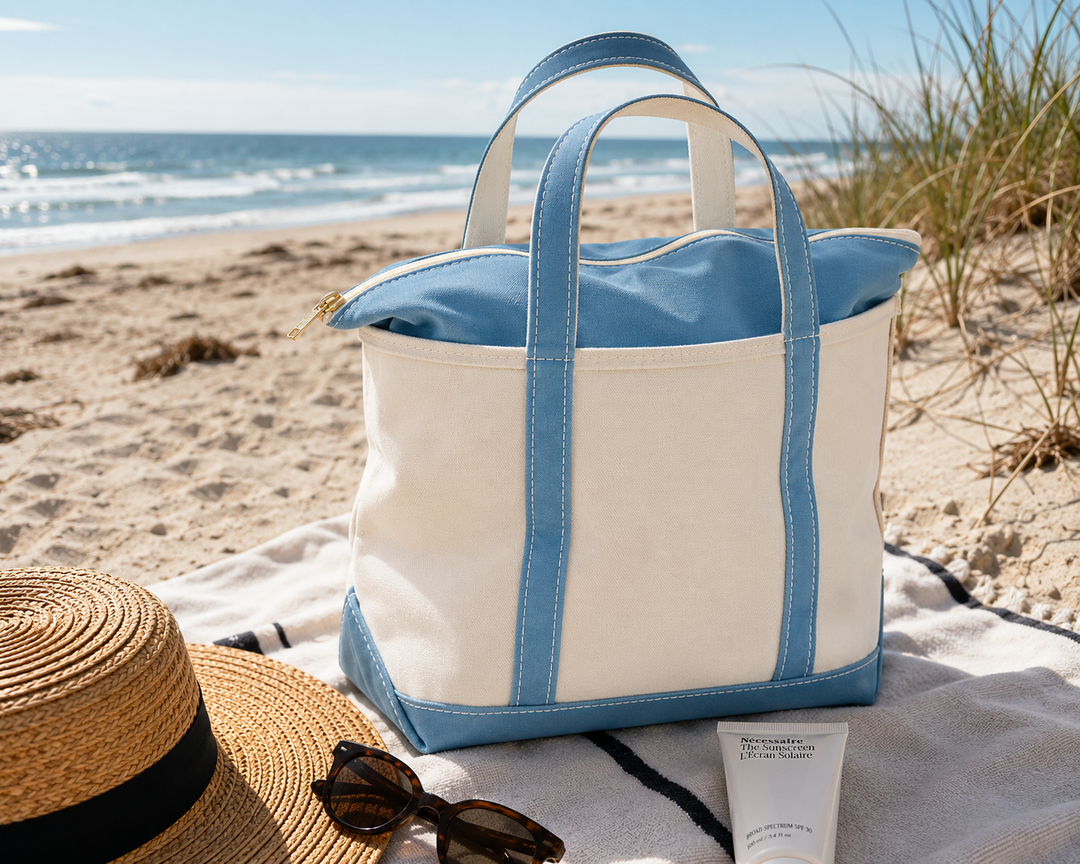 Canvas Beach Tote Bag – Zip Tote for Women