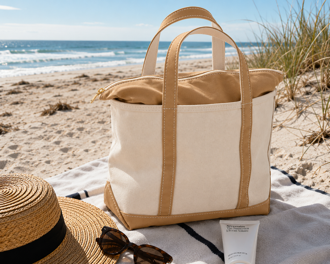 Canvas Beach Tote Bag – Zip Tote for Women