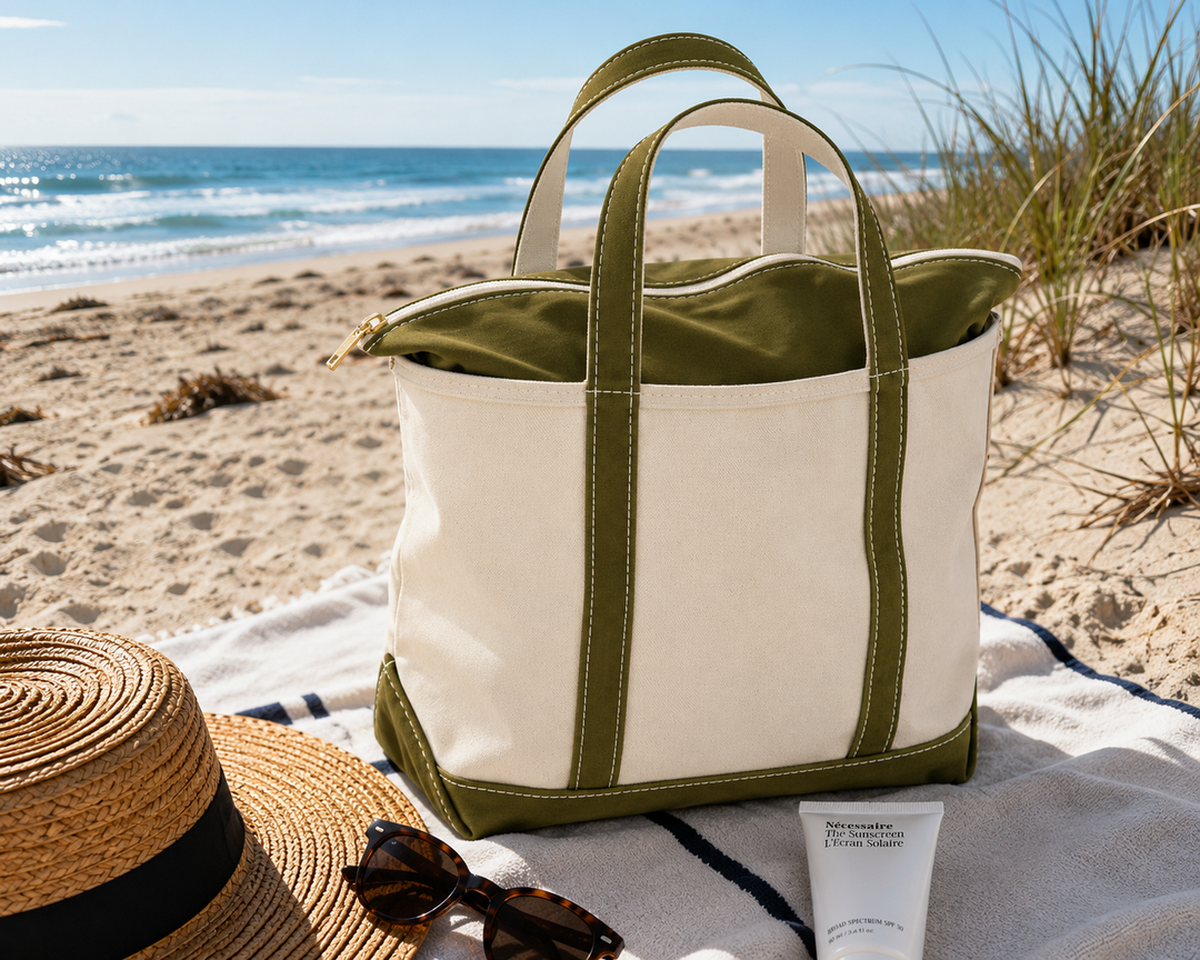 Canvas Beach Tote Bag – Zip Tote for Women