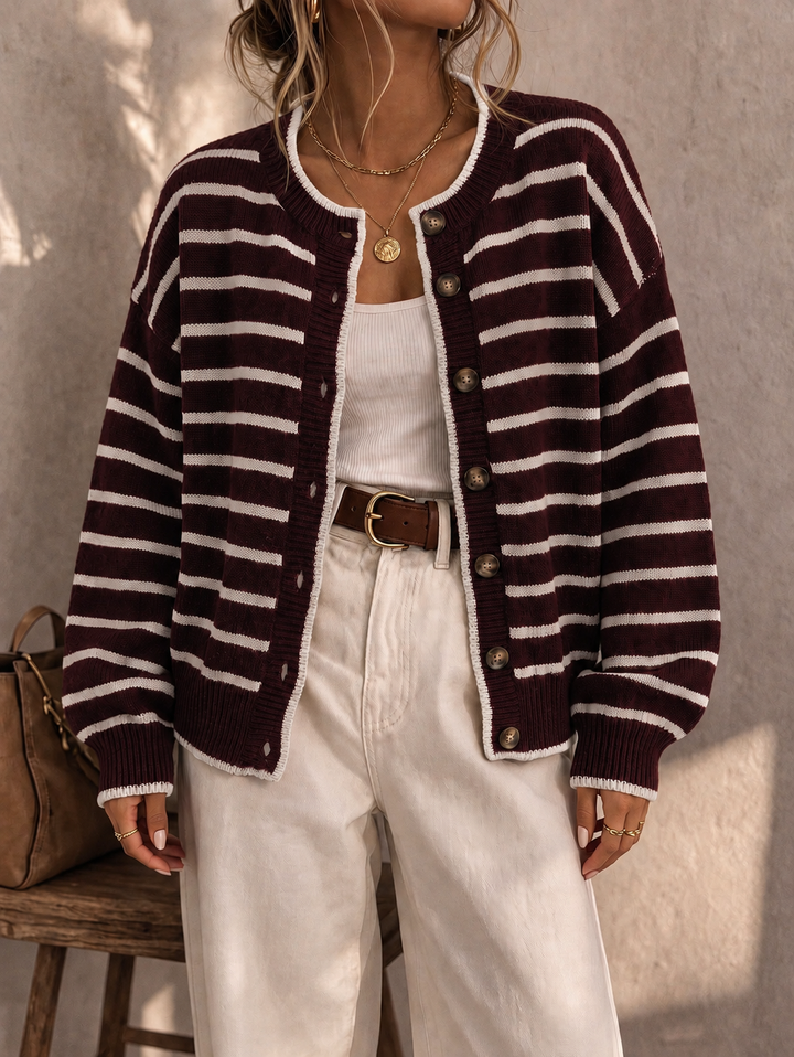 Mabel | Striped Knit Cardigan for Women