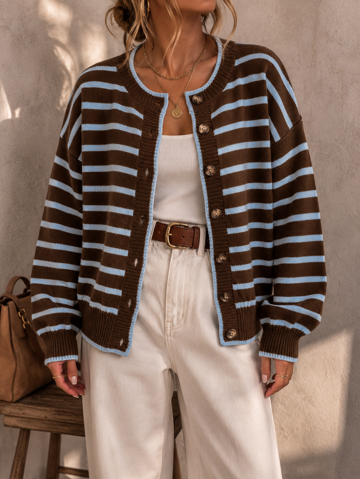 Mabel | Striped Knit Cardigan for Women