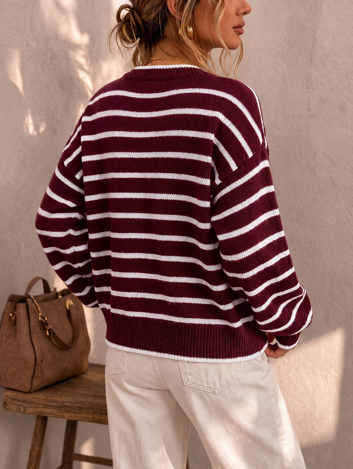 Mabel | Striped Knit Cardigan for Women
