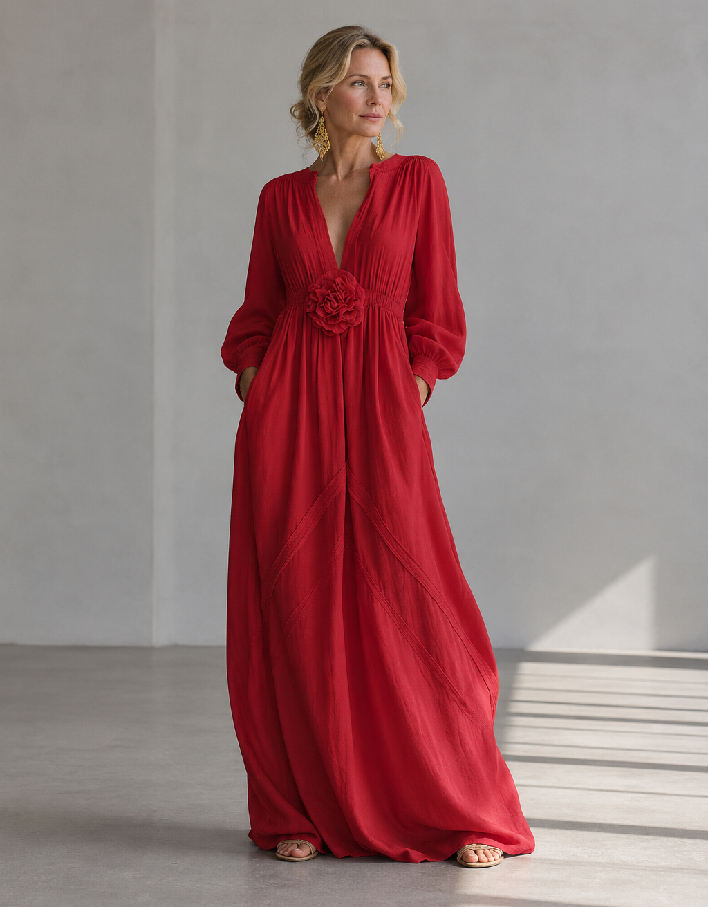 Marielle | 3D Floral High-Waist Maxi Dress for Women