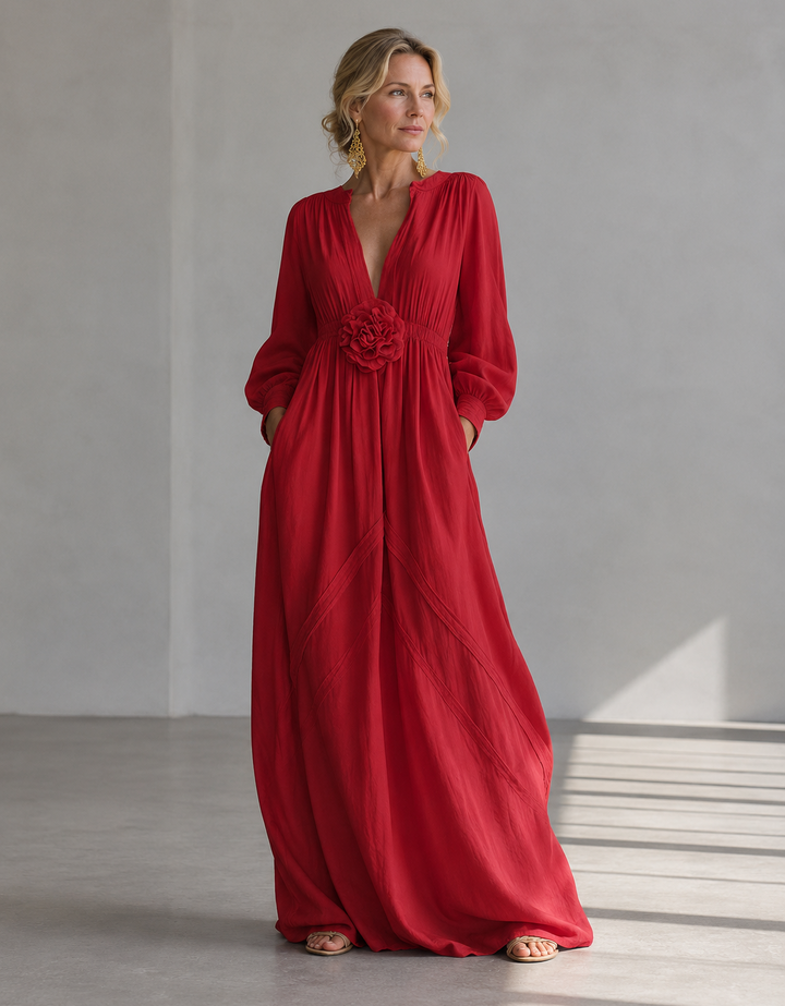 Marielle | 3D Floral High-Waist Maxi Dress for Women