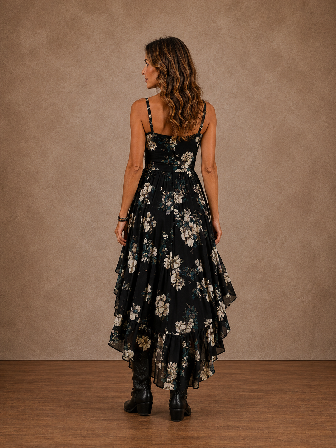Delilah | Dark Floral Hi-Low Dress for Women