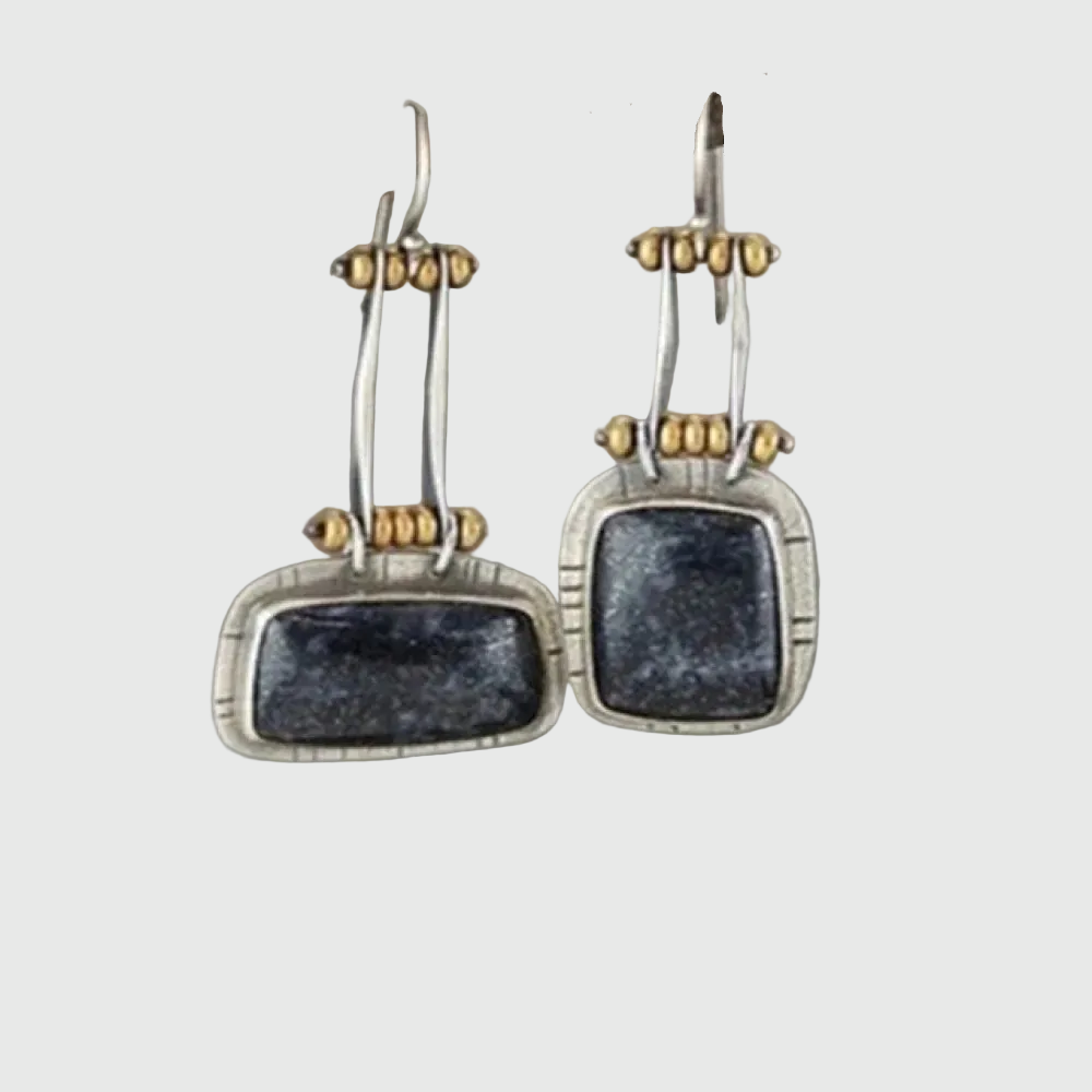 Retro Midnight Silver Earrings