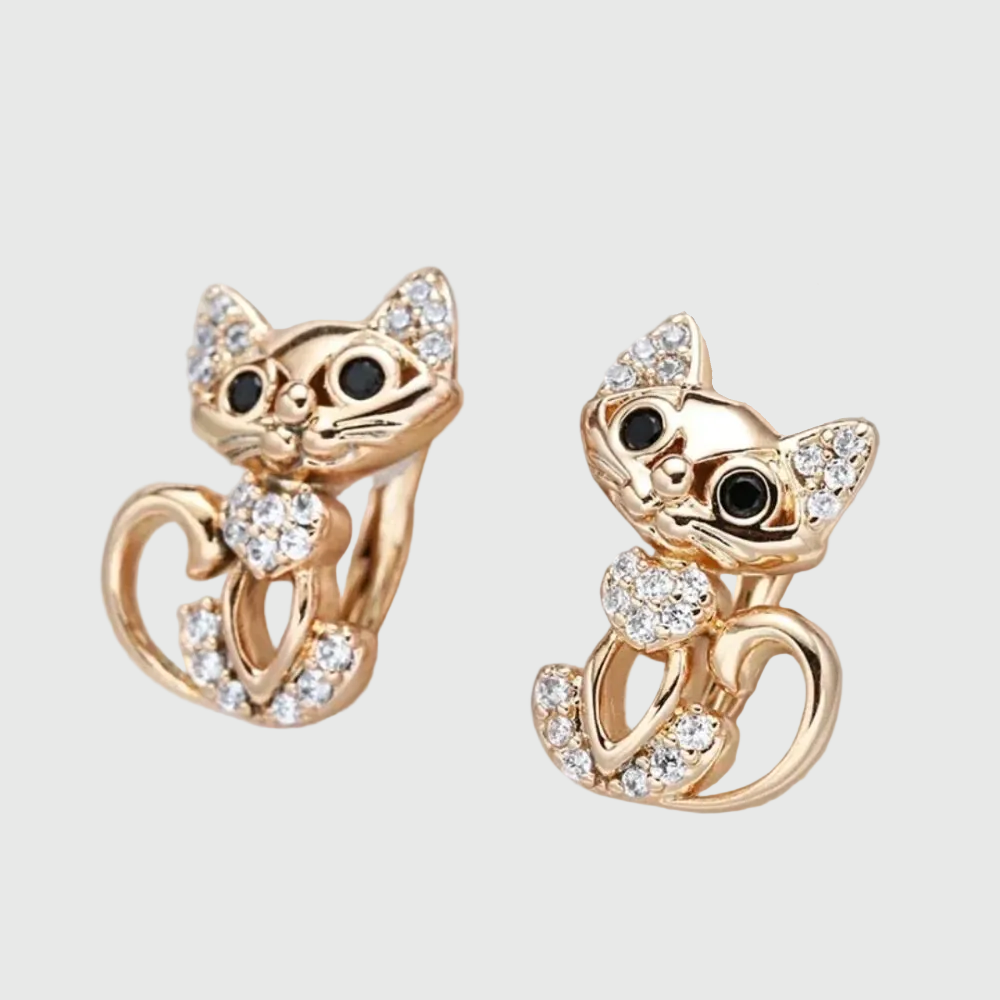 Elegant Zirconia Cat Earrings