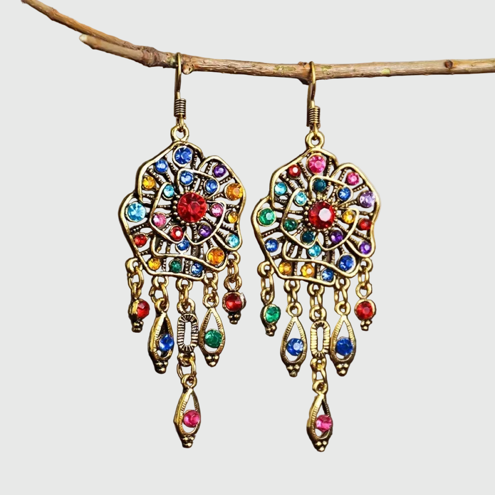 Retro Colorful Mandala Earrings