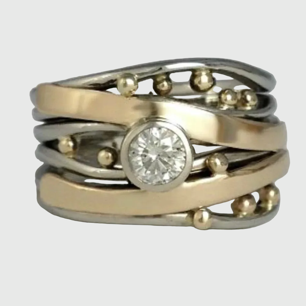 Classic Gold Inlaid Zirconia Ring