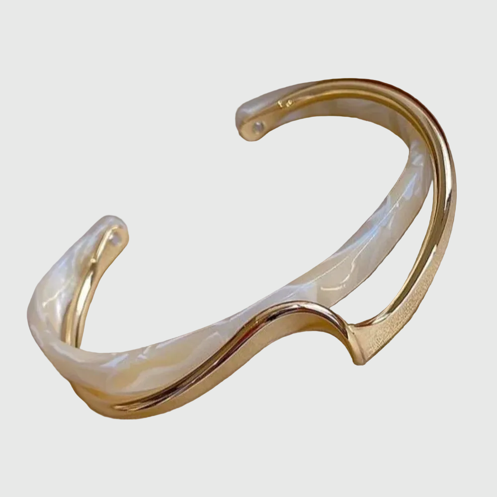 Elegant Golden Bracelet with White Opal