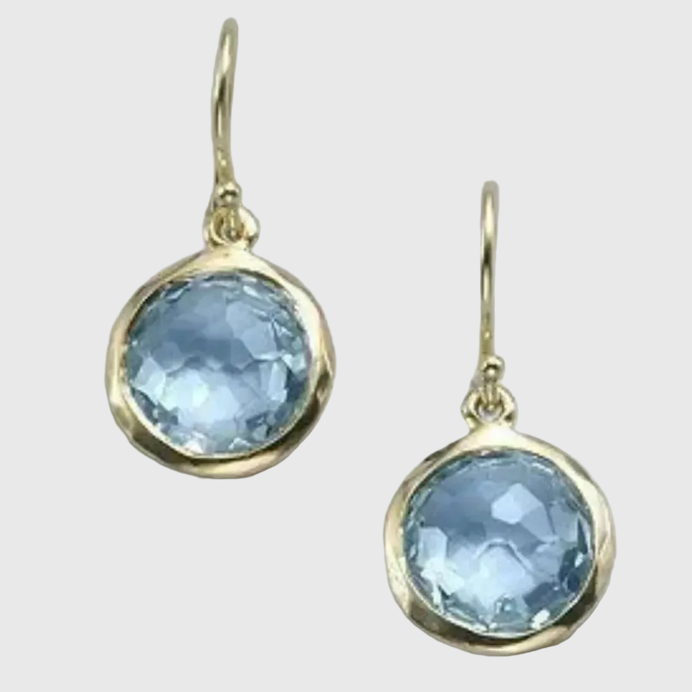 Retro Blue Earrings with Inlay