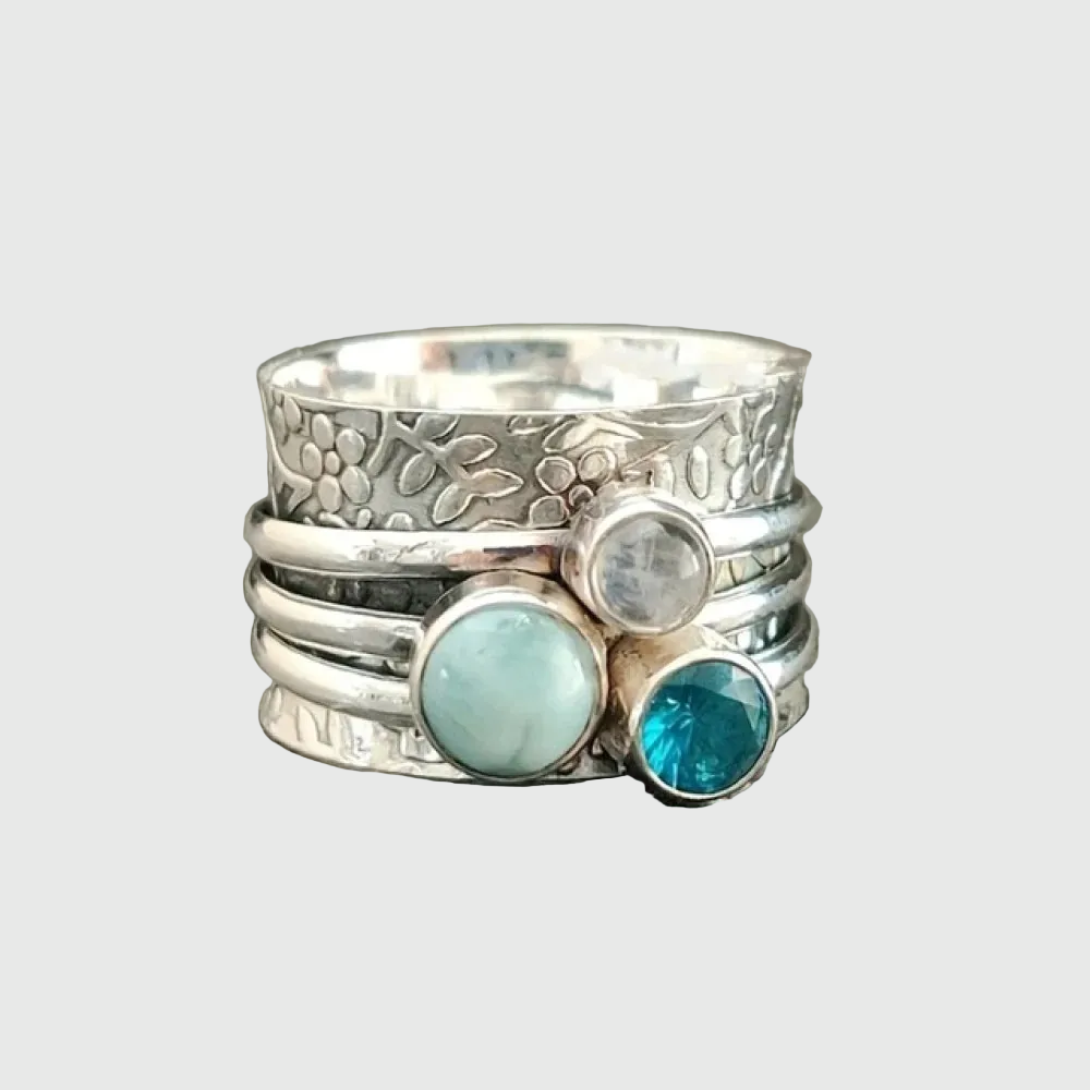 Retro Natural Blue Stone Ring