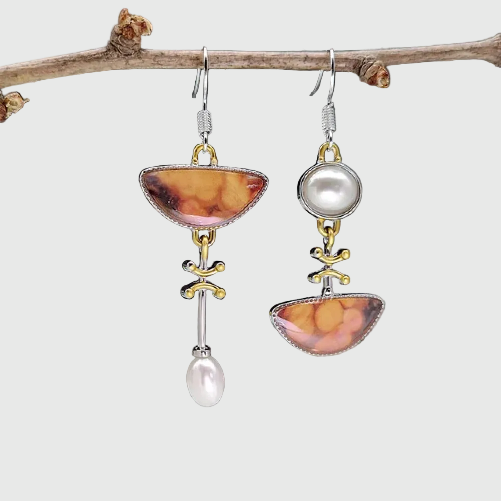 Retro Natural Orange Stone Earrings
