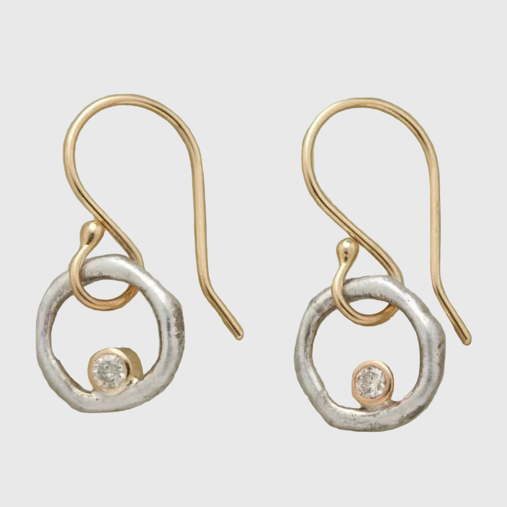 Vintage Gold and Silver Zirconia Stud Earrings