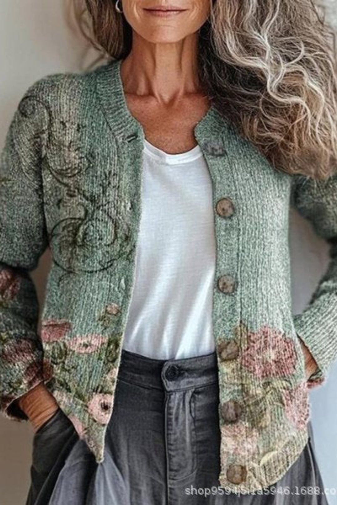 Petronella™ | Floral Patchwork Knit Cardigan