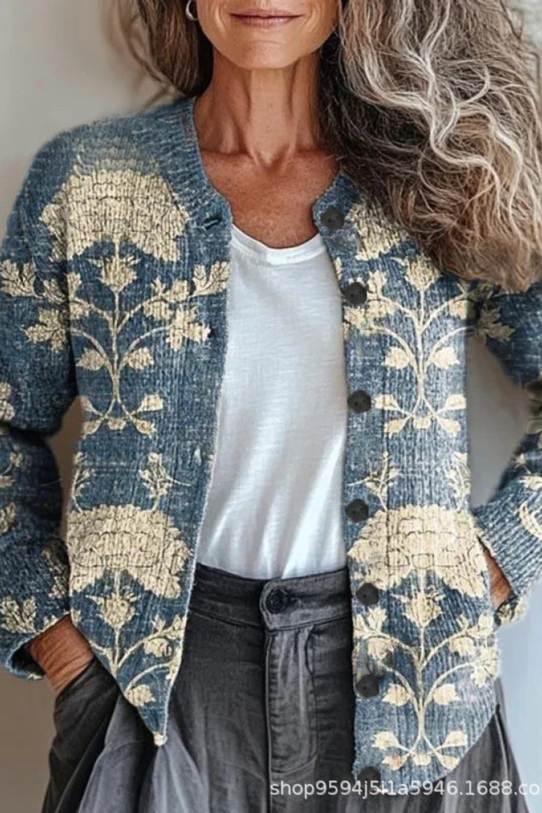 Petronella™ | Floral Patchwork Knit Cardigan
