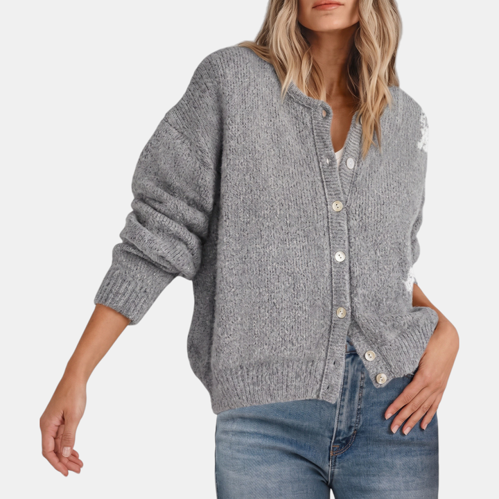 Candace™ | Button Front Crewneck Cardigan Sweater