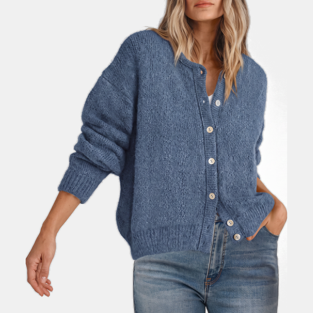 Candace™ | Button Front Crewneck Cardigan Sweater