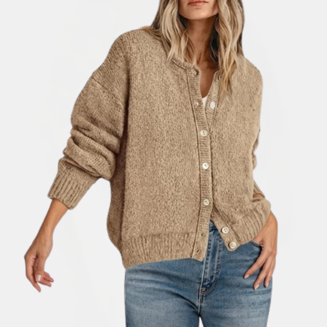 Candace™ | Button Front Crewneck Cardigan Sweater