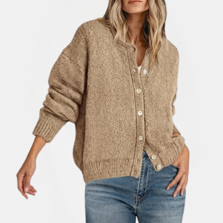 Candace™ | Button Front Crewneck Cardigan Sweater