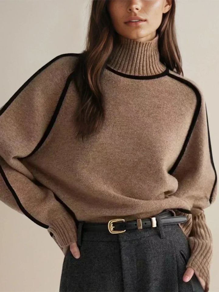 Eva | Women's Piped Turtleneck Sweater