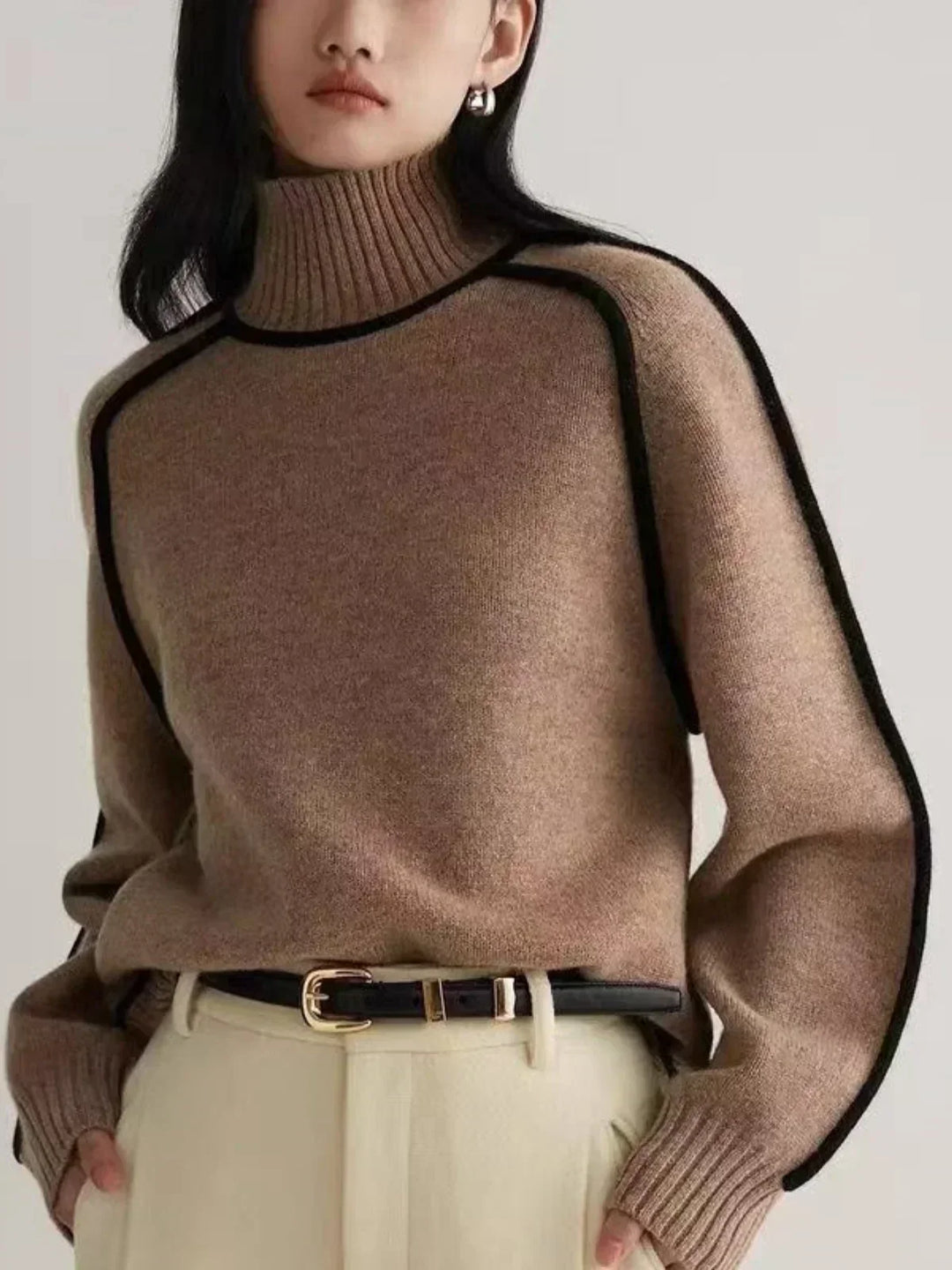 Eva | Women's Piped Turtleneck Sweater
