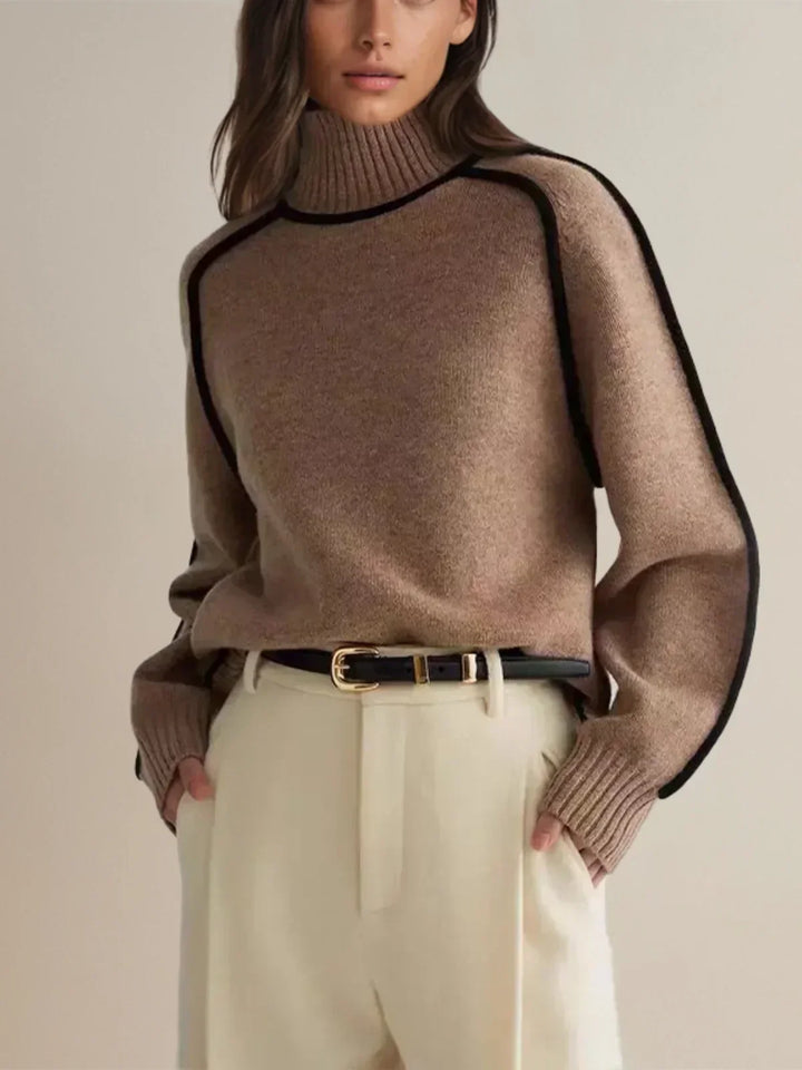 Eva | Women's Piped Turtleneck Sweater
