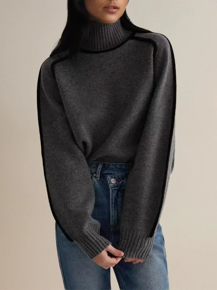 Eva | Women's Piped Turtleneck Sweater
