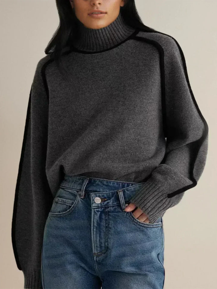 Eva | Women's Piped Turtleneck Sweater