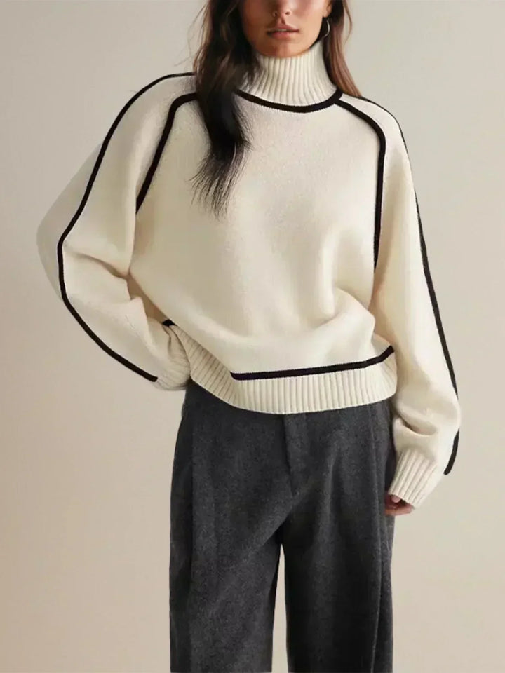 Eva | Women's Piped Turtleneck Sweater